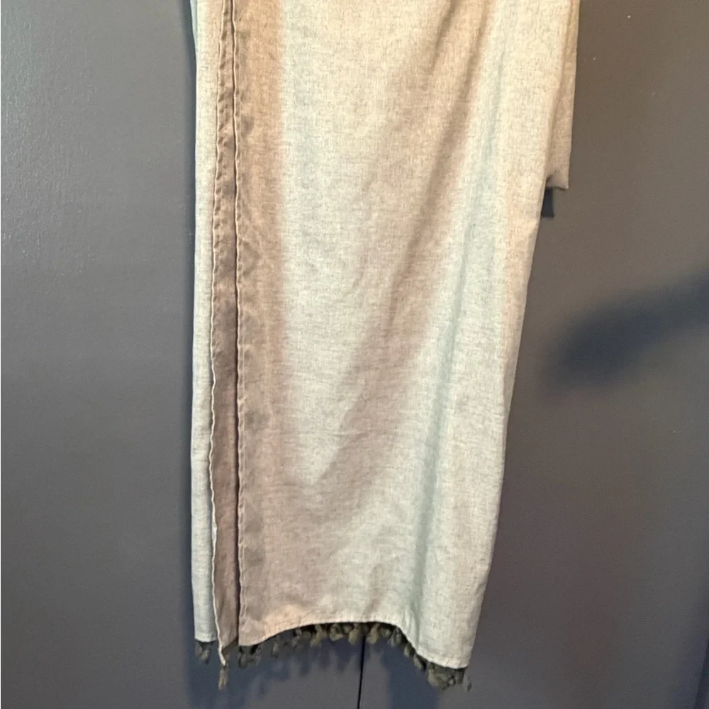 NWOT Green Shower Curtain with Tassel detail at bottom. Wrinkle free.